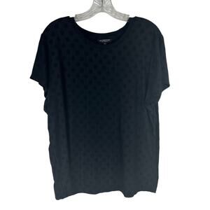 Liverpool Los Angeles Womens Short Sleeve Black Shirt Size XL Polka Dot Top